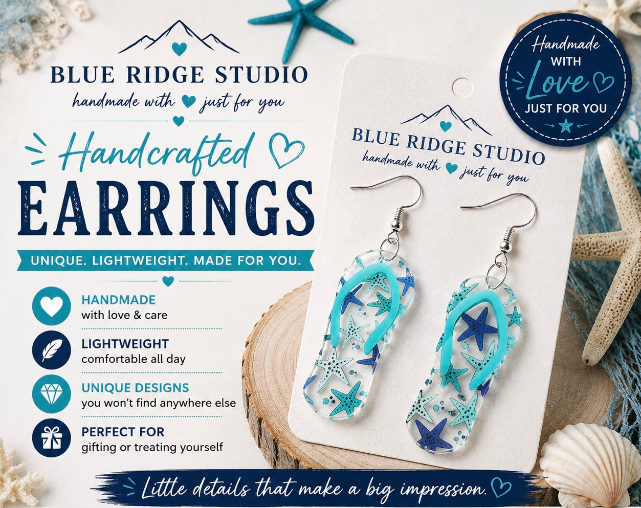 Flip Flop & Starfish Earrings