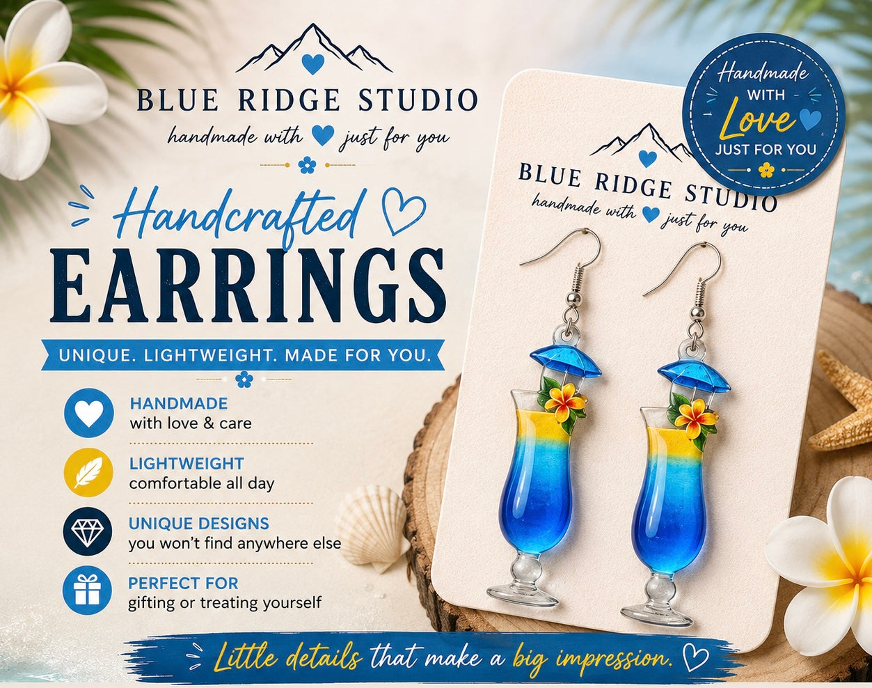Blue Cocktail Earrings