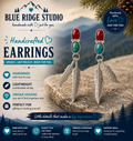 Coral & Turquoise Feather Drop Earrings