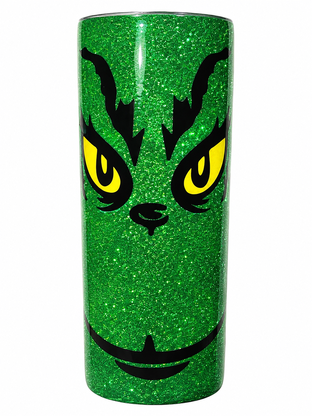 Green Glitter Grinch Mischievous Eyes Tumbler
