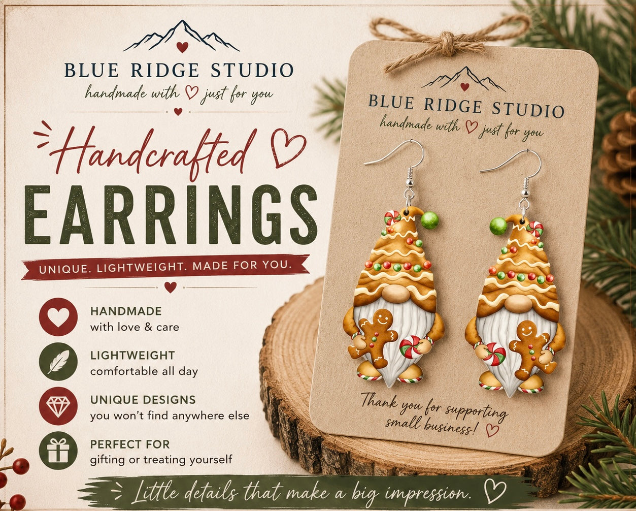 Gnome Holding Gingerbread Man Earrings