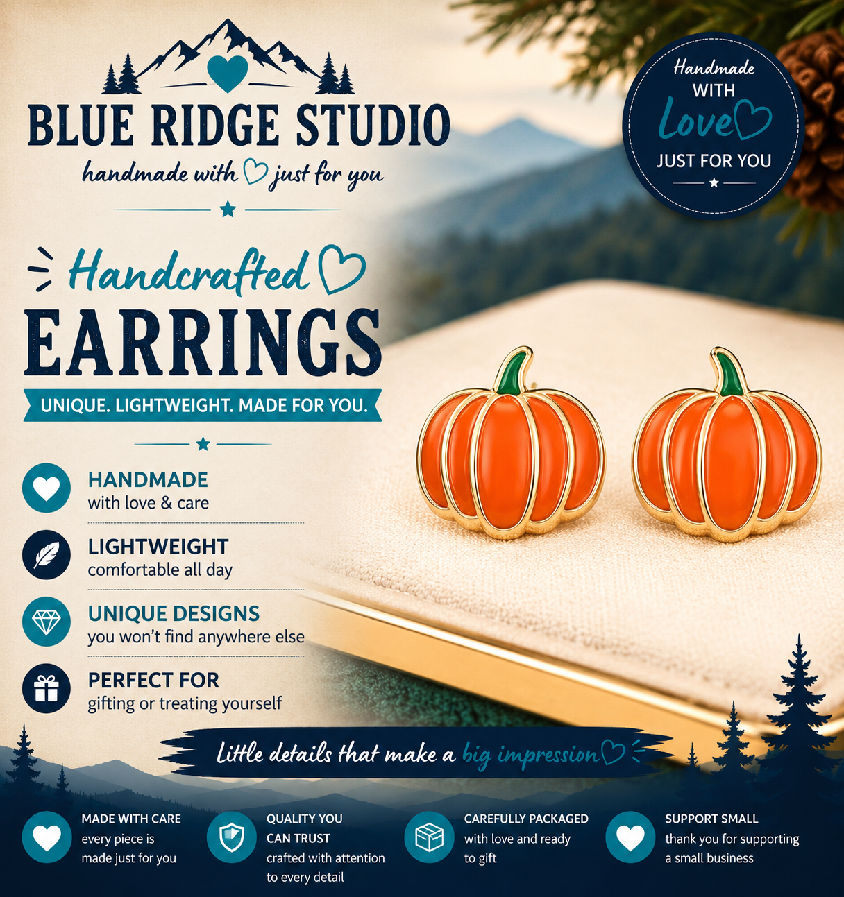 Pumpkin Stud Earrings