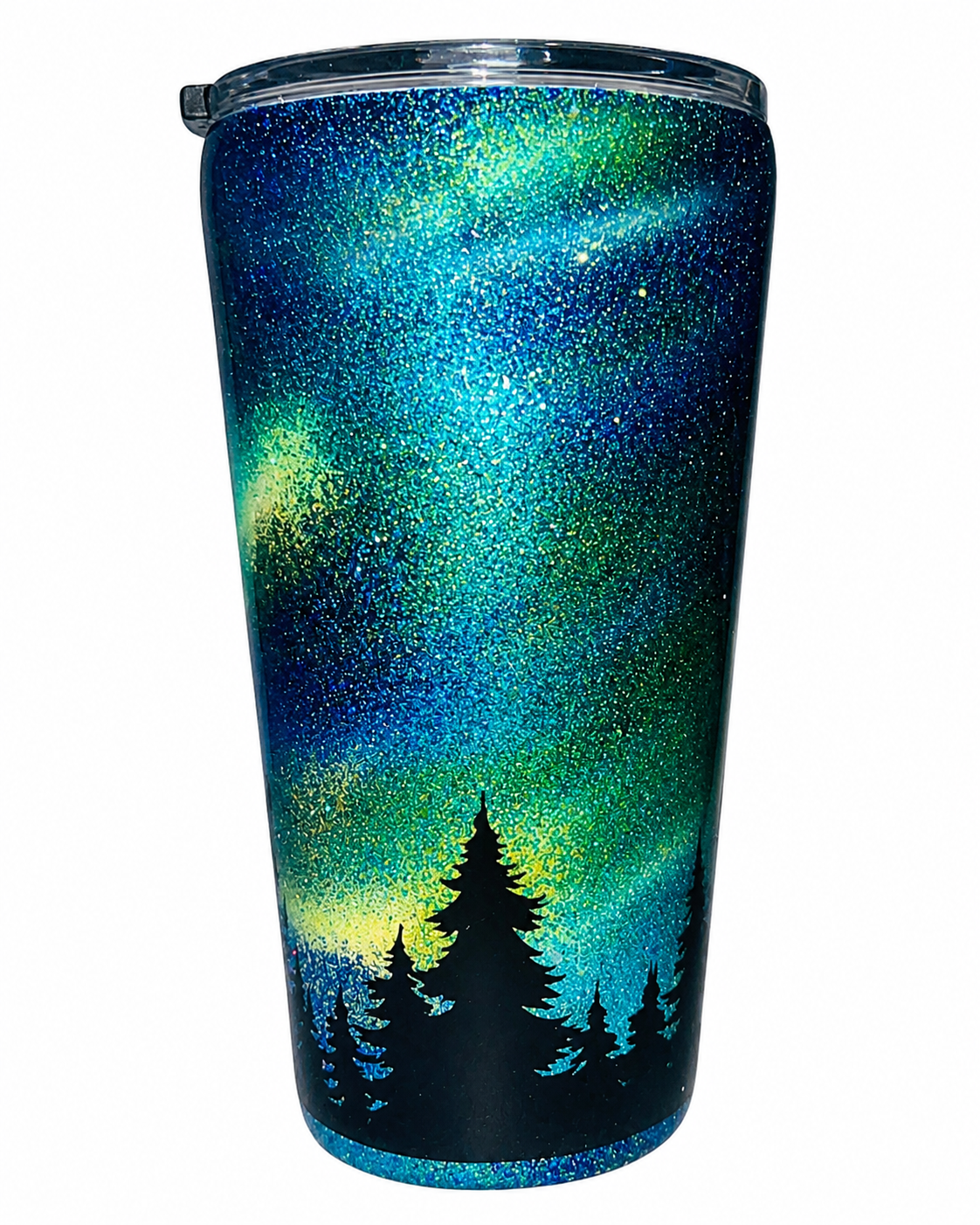 Northern Lights – Aurora Forest Glitter Tumbler