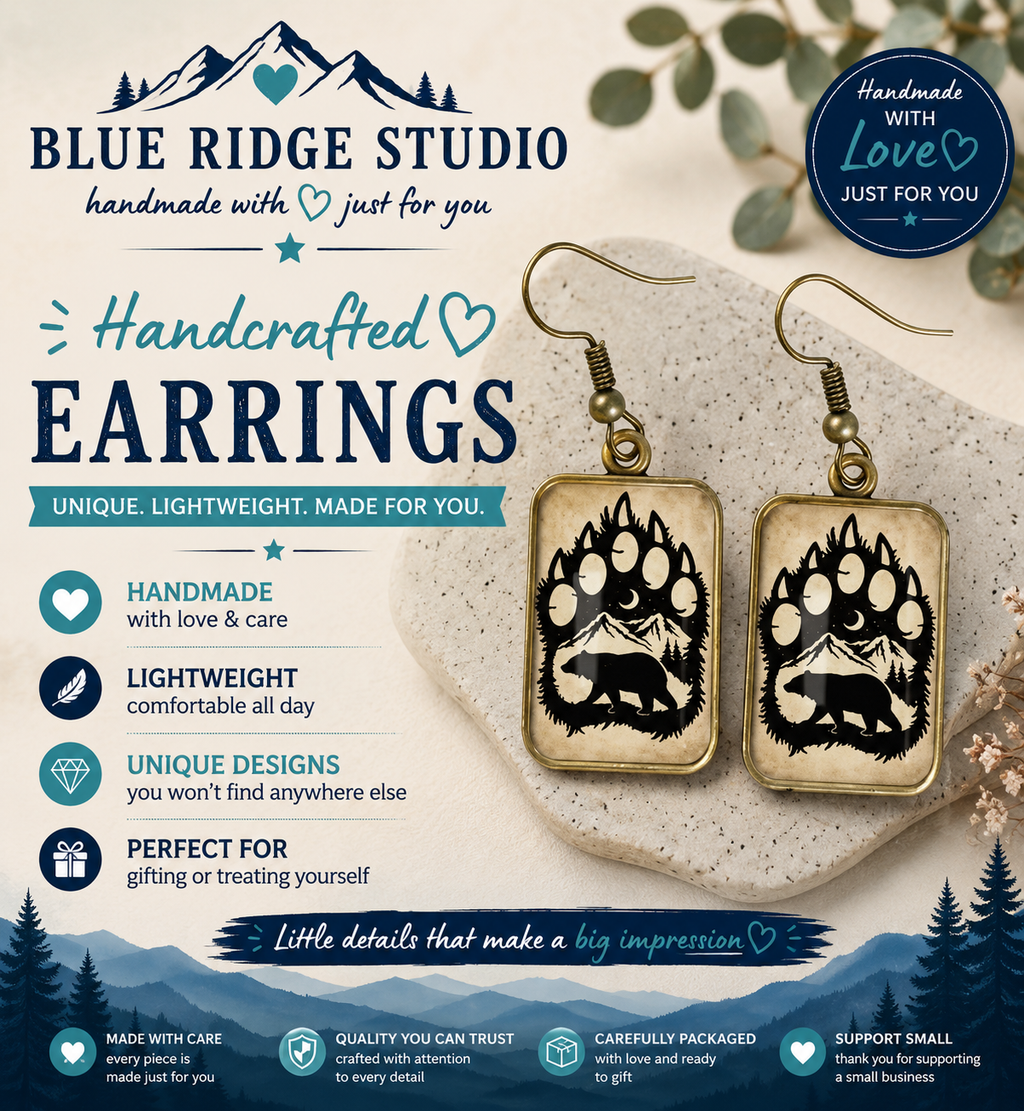 Handcrafted Bear Paw Earrings by Blue Ridge Studio