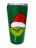 Green Glitter Grinch Character Tumbler