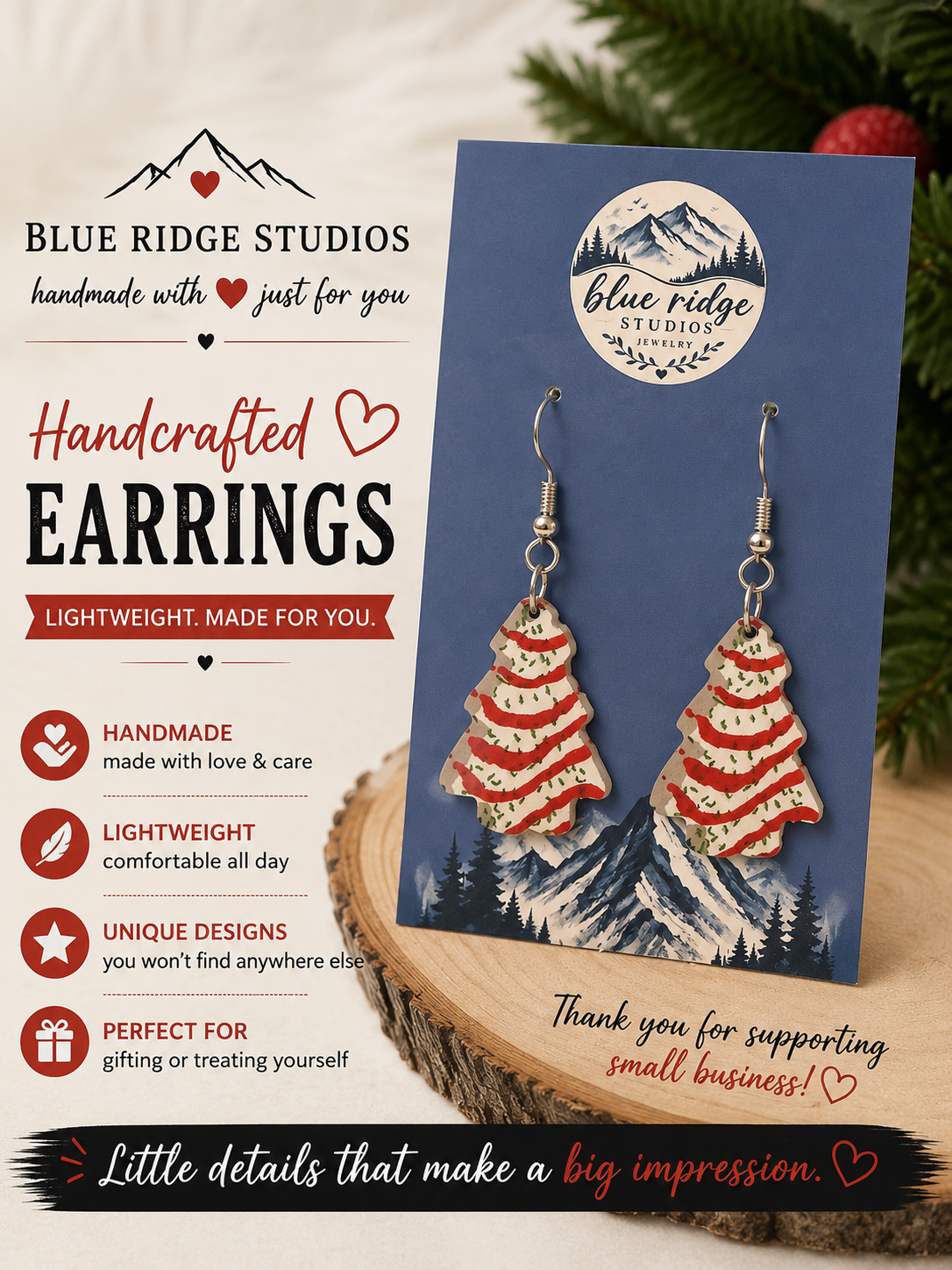 Christmas Tree Candy Cane Earrings
