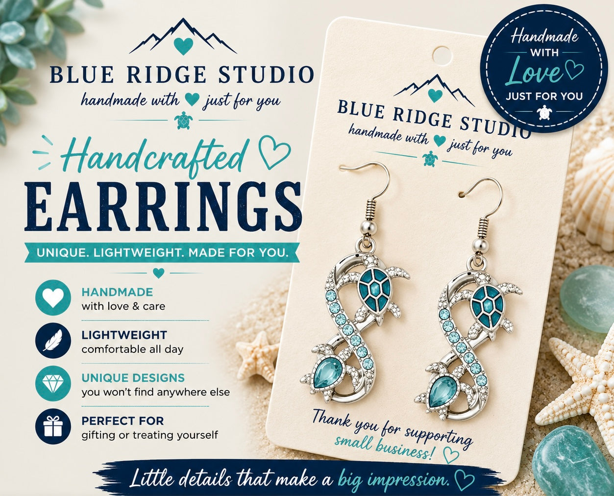 Silver Two Turtles Earrings