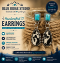 Turquoise & Cowhide Teardrop Drop Earrings