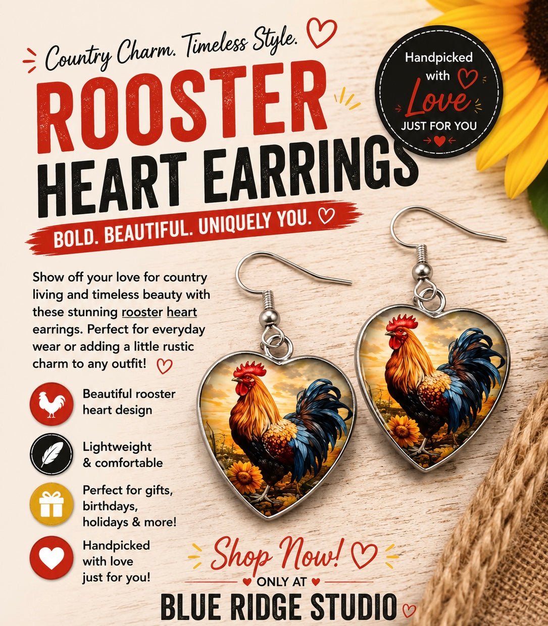 Rooster Earrings