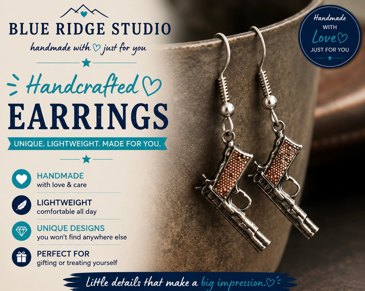 Gun Shaped Earrings