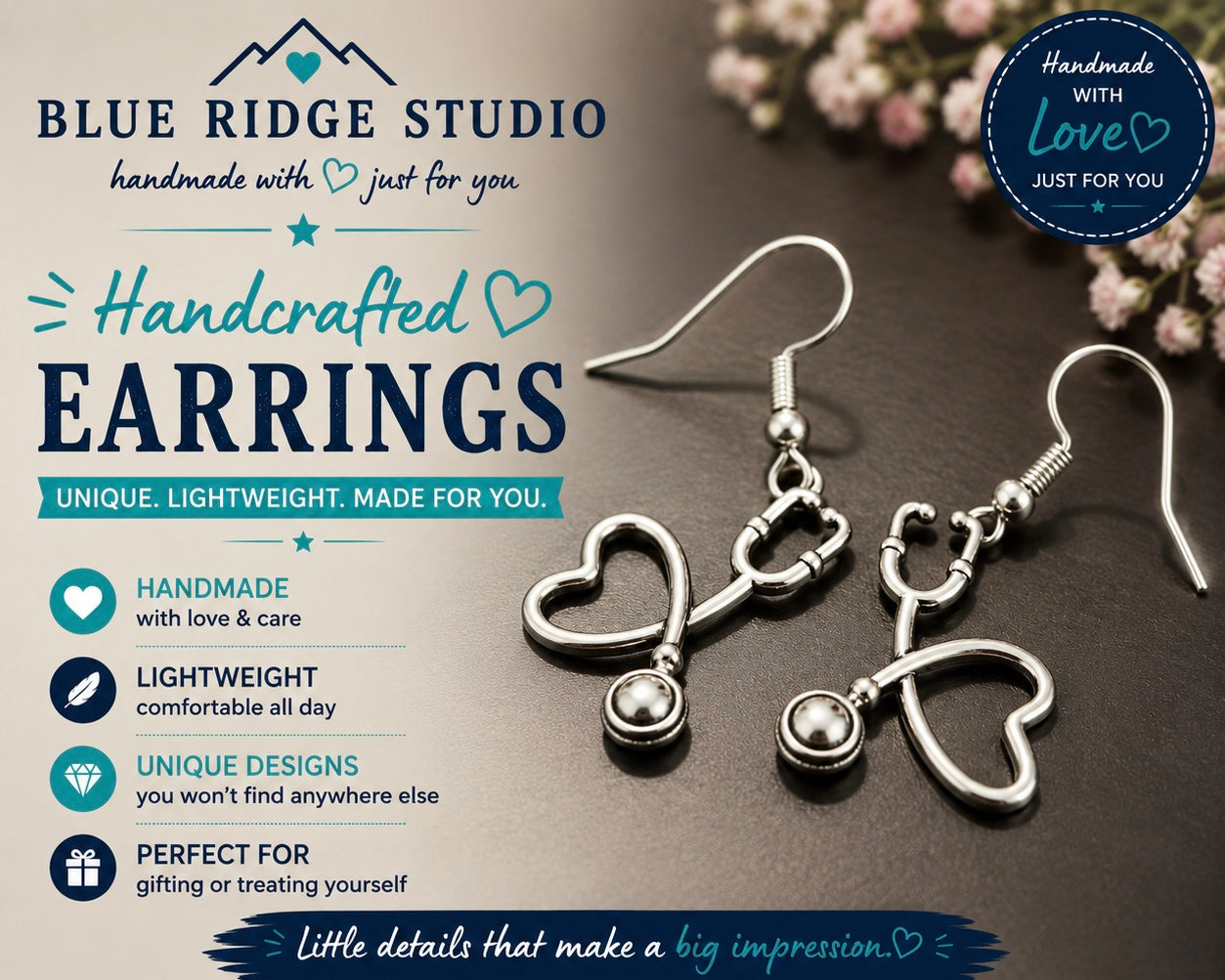 Stethoscope Heart Earrings