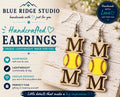 Mom Softball Letter Earrings