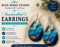 Blue and Gold Marble Earrings