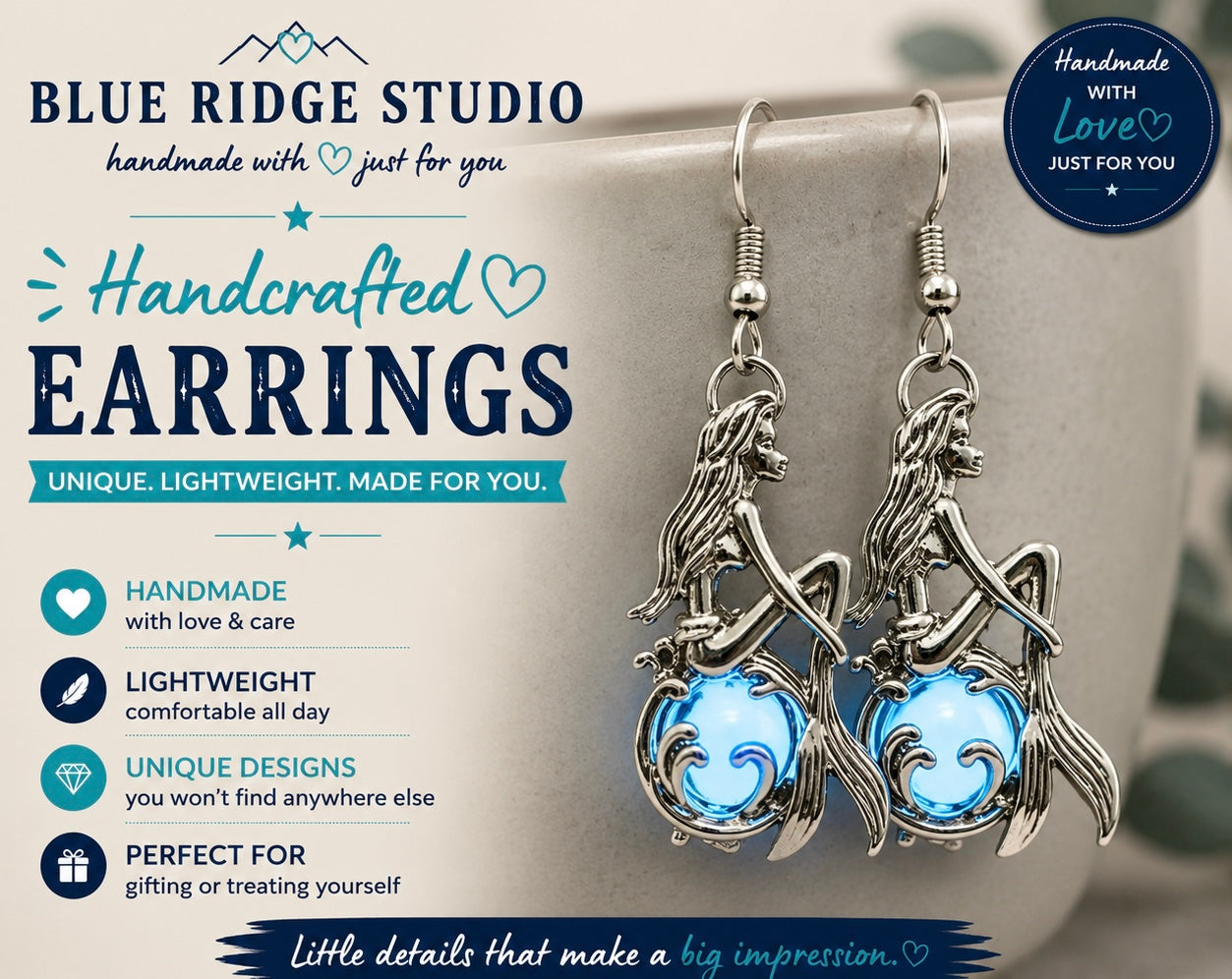 Mermaid Blue Stone Earrings