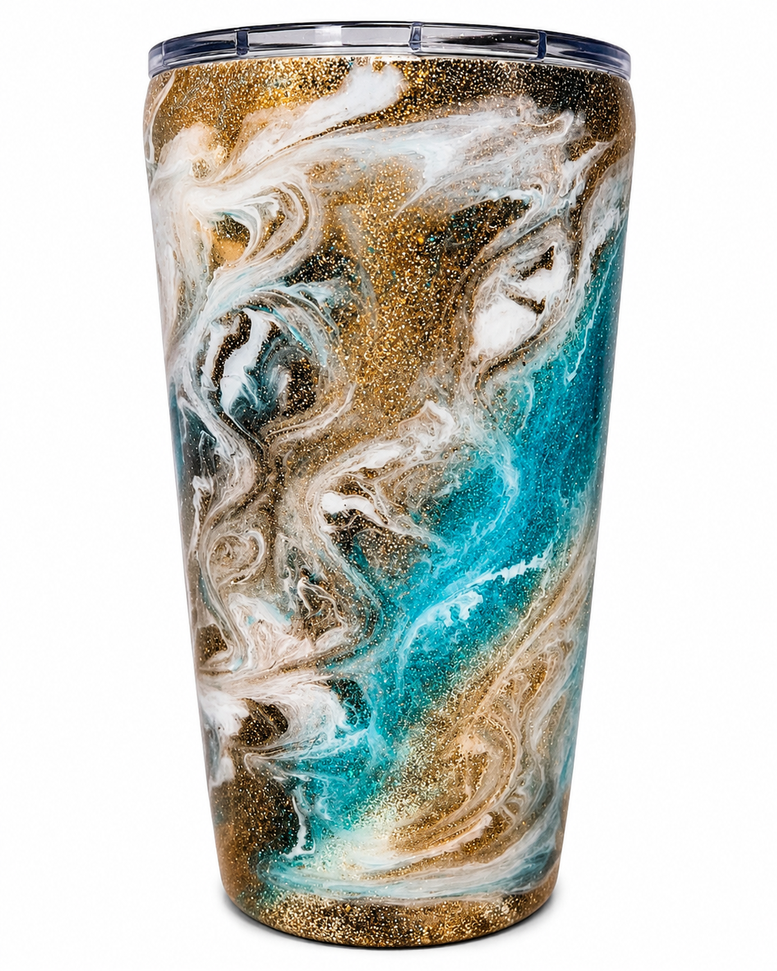 Gold White Teal Marble Tumbler